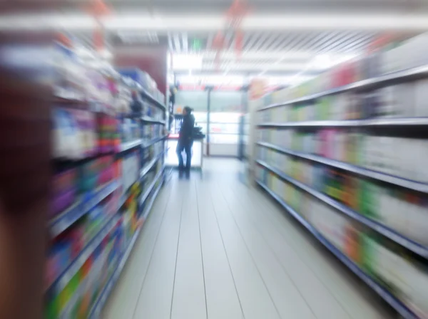 Interior of supermarket shelves — Stock Photo, Image