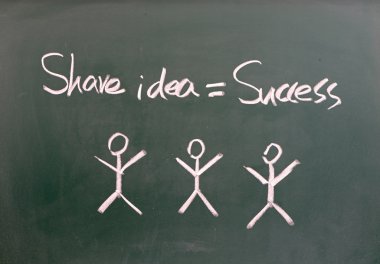 share idea to success,business concept on blackboard  clipart