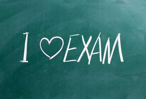 "I love exam" on blackboard — Stock Photo, Image