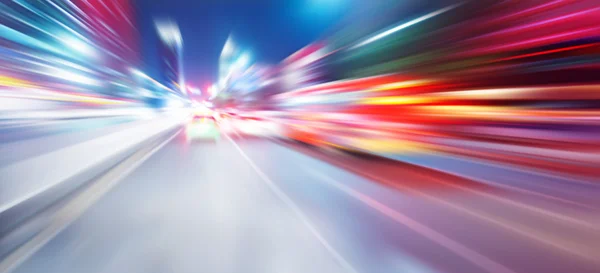 Acceleration speed motion on night road — Stock Photo, Image