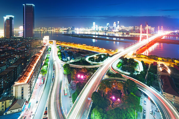 Traffic on junction in city