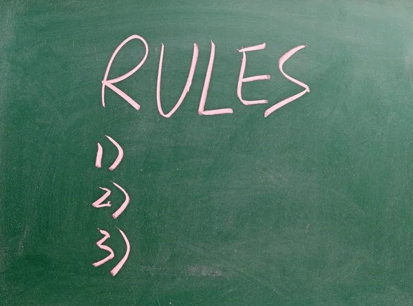 The Rules sign on blackboard — Stock Photo, Image