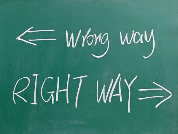Wrong way and right way sign — Stock Photo, Image