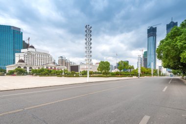 Yüzyıl Cadde Sokak sahnesinde Lujiazui shanghai