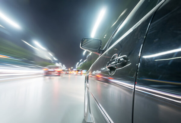 car on the road with motion blur background