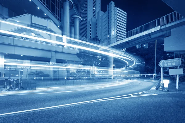 Hong Kong night view with car light — Stock Photo, Image