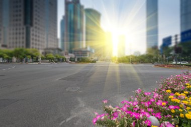 Yüzyıl Cadde Sokak sahnesinde Lujiazui shanghai