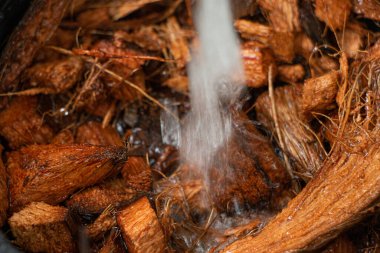 Hindistan cevizi ipliği. Hindistan cevizi lifinin arkaplanı