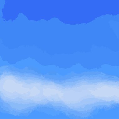 Stratus bulutları ile beyaz dalga veya gökyüzü mavisi ile soyut eğimli okyanus dalgaları; kopyalanmış uzay arkaplanı için kare vektör çizimi, tatilleri sembolize eden sükunet, aydınlık, özgürlük.