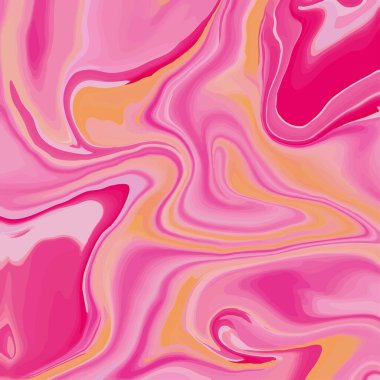 Canlı pembe ve şeftali mermer veya ipek girdaplar yumuşak, akışkan dalgalar içinde akar; kare soyut vektör arkaplan pürüzsüz gradyan ve kadınsı enerji ışık, rüya gibi, bahar tasarımları ve duvar kağıtları.