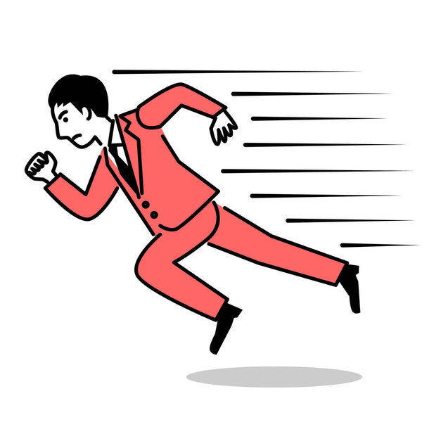 Business man running fast. Vector illustration.