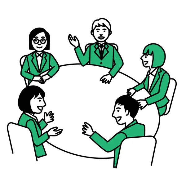 Reunião Empresários Mesa Redonda Ilustração Vetorial —  Vetores de Stock