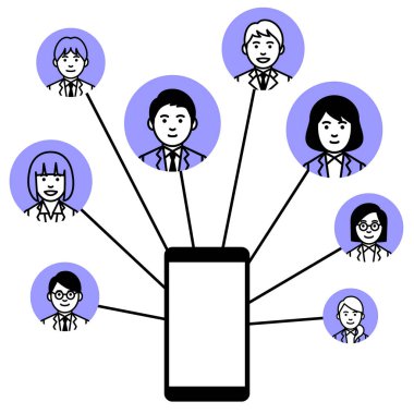 Akıllı telefonlu bilgi teknolojisi ağı kavramı. Vektör illüstrasyonu.