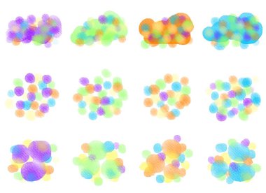 Soyut suluboya çizimi. Çoklu noktalar kümesi. Grafik tasarım elementleri. Çok renkli boyanmış..