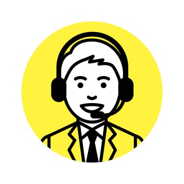 Call center operator. man in headsett. Vector illustration.