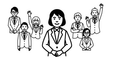 Beyaz arka planda bir grup iş adamı. Vektör illüstrasyonu.