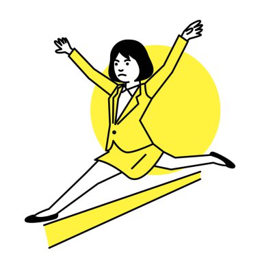 Beyaz arka planda iş kadını jimnastiği. Vektör illüstrasyonu.