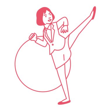 Beyaz arka planda karate yapan bir iş kadını. Vektör illüstrasyonu.