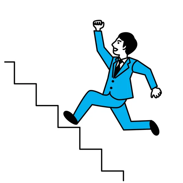 Вид Сбоку Человека Бегущего Лестнице Векторная Иллюстрация — стоковый вектор