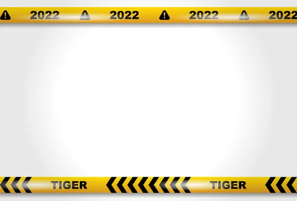 Rok Tygrysa 2022 Taśma Ostrzegawcza Ilustracja Wektora — Wektor stockowy