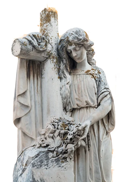 Statue der Frau mit Kreuz — Stockfoto