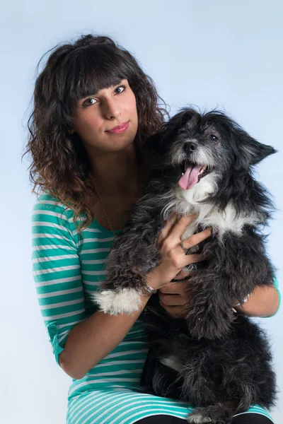 Woman posing with her dog — Stock Photo, Image