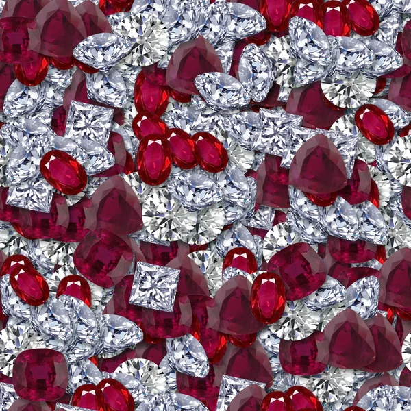 Diamanten en robijnen naadloze textuur tegel — Stockfoto