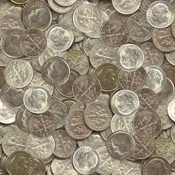 Dime monety tekstura bezszwowe dachówka — Zdjęcie stockowe