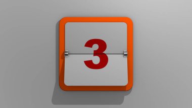 Üçüncü günü tasvir eden bir takvimin 3D tasviri. Haftanın 3 günü ya da bayram ve etkinliklerin 3 boyutlu çizimi. Üç numarayı kaydırın..