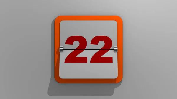描绘第22天的日历的风格风格的3D渲染 3D说明每周22天或假日和事件 二十二号滑道 — 图库照片
