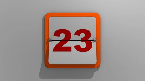 风格别致的3D渲染日历描绘了第23天 3D说明一周或假日的第23天和事件 二十三号滑道 — 图库照片