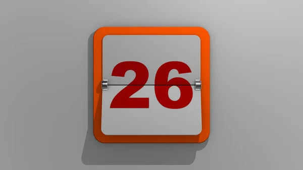 风格别致的第26天日历3D渲染 3D说明一周或假日的第26天和事件 二十六号滑道 — 图库照片