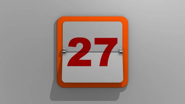 描绘第27天的日历的风格风格的3D渲染 3D说明周或假日的第27天和事件 二十七号滑道 — 图库照片