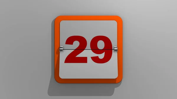 风格别致的3D渲染日历描绘了第29天 3D说明一周或假日的第29天和事件 二十九号滑道 — 图库照片