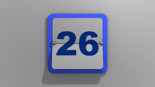 Renderização Animada Elegante Calendário Invertendo Com Uma Parada Nono Dia — Vídeo de Stock