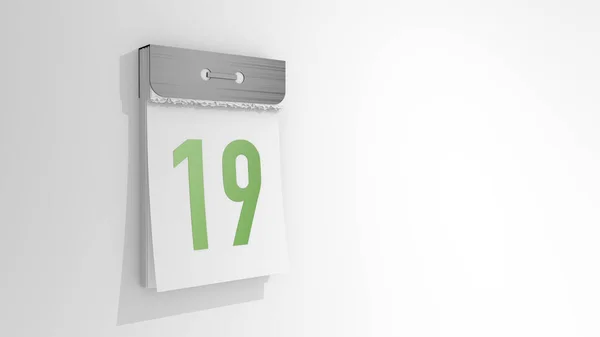 Tear Calendar Number Stylish Rendering Nineteenth Date Illustration White Background — Stock Photo, Image