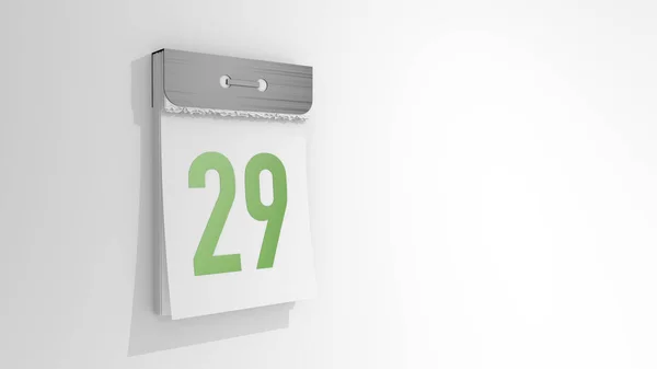 Kalendarz Rozdarcia Numerem Stylowe Renderowanie Dwudziestej Dziewiątej Daty Ilustracja Białym — Zdjęcie stockowe