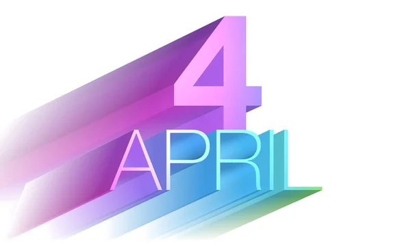 4月4日用紫色 蓝色和绿色书写 说明1 — 图库照片