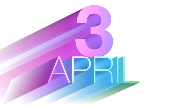 4月3日以紫色 蓝色和绿色书写 说明1 — 图库照片