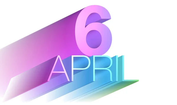 4月6日以紫色 蓝色和绿色书写 说明1 — 图库照片