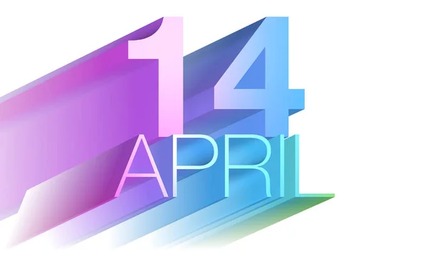 4月14日以紫色 蓝色和绿色书写 说明1 — 图库照片