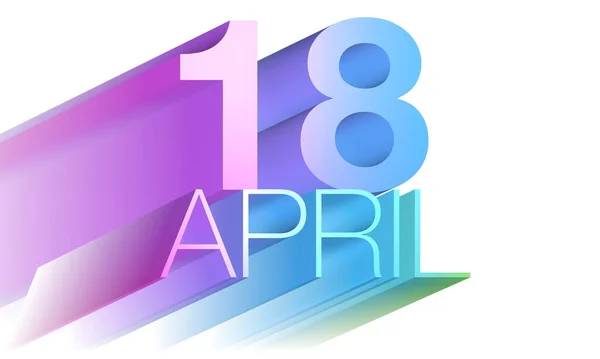 4月18日用紫色 蓝色和绿色书写 说明1 — 图库照片