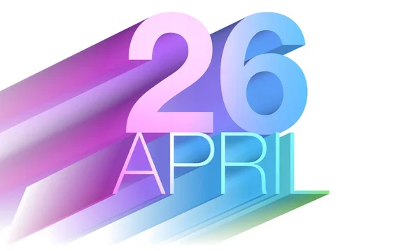 4月26日题词为紫色 蓝色和绿色 说明1 — 图库照片