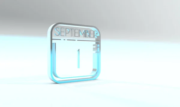 9月1日 カラーカレンダーのアイコンを表示します 青の背景 — ストック写真
