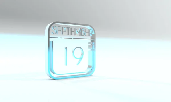 Septiembre Icono Calendario Color Cianuro Fondo Azul —  Fotos de Stock