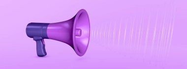 Ses dalgalarını taklit eden 3D el kameralı hoparlör. 3B illüstrasyon, 3B canlandırma.