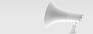 Beyaz 3D hoparlör. Basit bir tasarım. 3B illüstrasyon, 3B canlandırma.