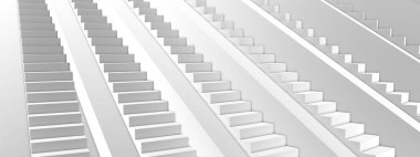 Basamakların basit mimari minimalist tasarımı perspektifte. 3d görüntüleme, 3d illüstrasyon.