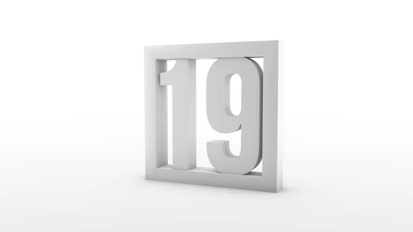 Simple Minimalistic Calendar Day Nineteen Number Frame Rendering Illustration — Stock Photo, Image
