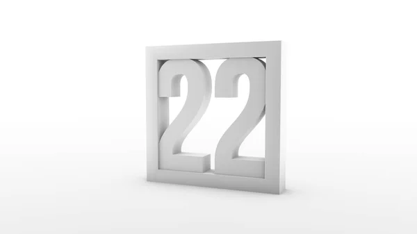 简单的简约日历 第22天 22号在一个框架内 3D渲染 3D说明 — 图库照片